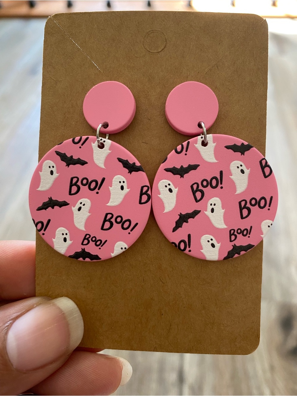 Cute Pink Halloween Ghost Drop Earrings